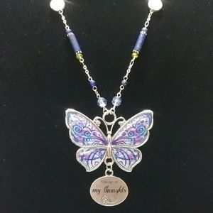 NWOT - Purple, Blue and Pink Butterfly Lapis Necklace